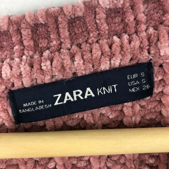 Zara Mauve Pink Scallop Edge Chenille Sweater - Picture 3 of 4